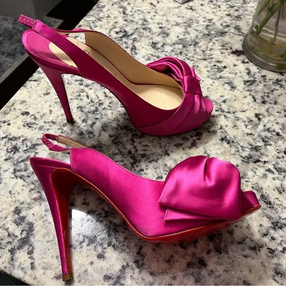 Christian Louboutin Shoes Christian Louboutin Fuchia Satin Bow